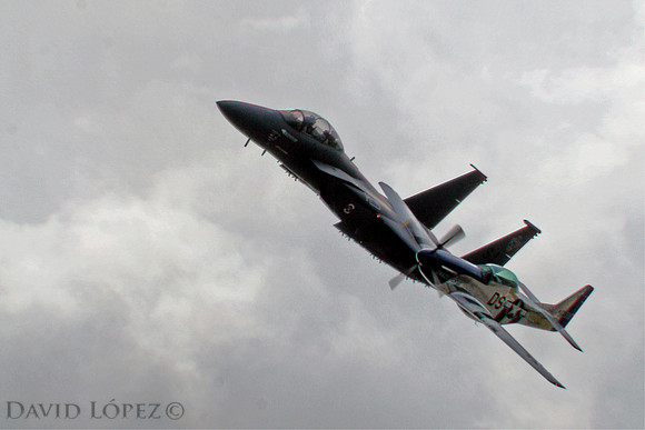 F-15 Strike Eagle with a Mustang P-51